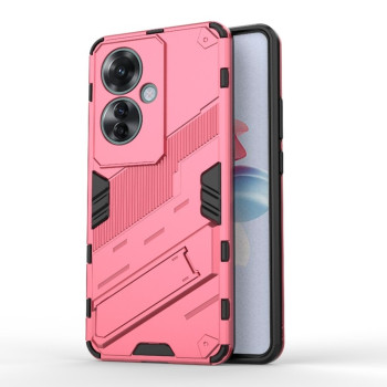 Противоударный чехол Punk Armor с подставкой на OPPO Reno11 F 5G - светло-красный