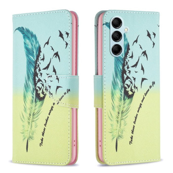 Чехол-книжка Colored Drawing Pattern для Samsung Galaxy M14 5G - Feather
