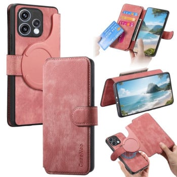 Чохол-книжка CaseNeo MagSafe RFID Anti-theft Retro Leather на OPPO Reno15 5G Global / 15c 5G — рожевий