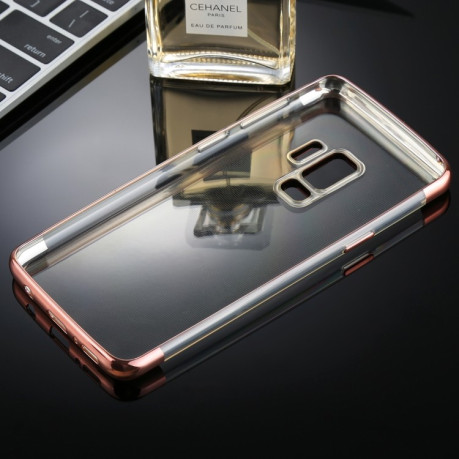 Чехол Three Sections Electroplating Side на Samsung Galaxy S9 Plus -  розовое золото