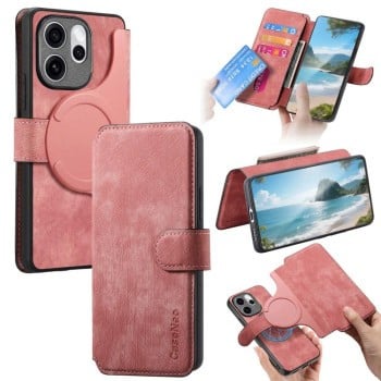 Чохол-книжка CaseNeo MagSafe RFID Anti-theft Retro Leather на OPPO Reno15 Pro 5G Global — рожевий