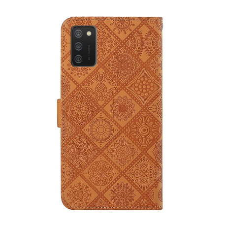 Чехол-книжка Ethnic Style для Samsung Galaxy A02s - коричневый