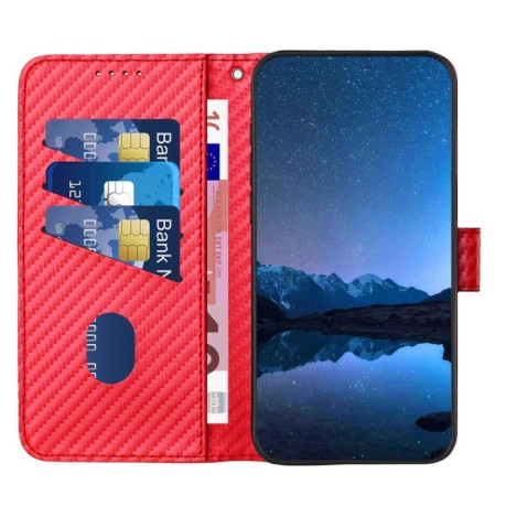 Чехол-книжка Carbon Fiber Texture на Xiaomi Redmi Note 14 5G/Poco M7 Pro 5G - красный
