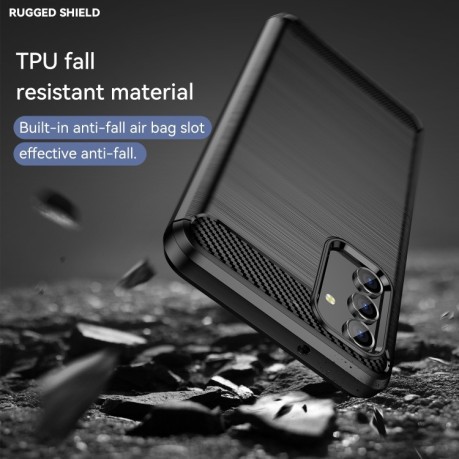 Противоударный чехол Brushed Texture Carbon Fiber на Samsung Galaxy A04s - черный