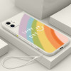 Противоударный чехол Straight Rainbow with Hand Strap для iPhone 11 - белый