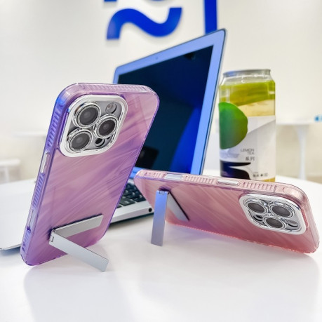 Противоударный чехол Plating Glitter Texture TPU with Lens Film для iPhone 16 Pro - White Wrinkles