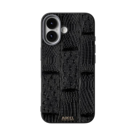 Ультратонкий чехол ABEEL Beast Pattern 6D Micro-Embossed MagSafe Genuine Leather на iPhone 17 - Black