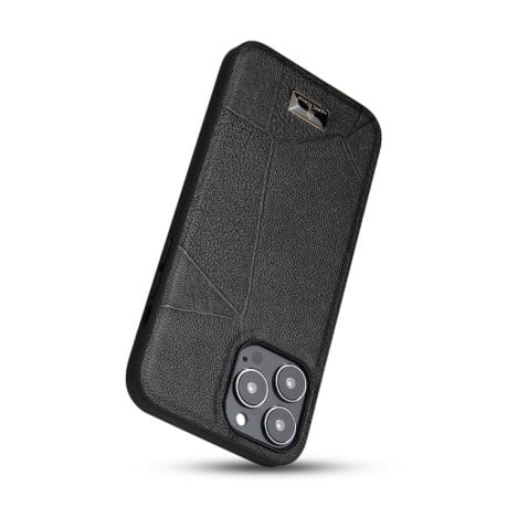 Противоударный чехол Fierre Shann Leather для iPhone 14 Pro Max - Ox Tendon Black