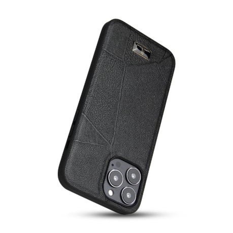 Противоударный чехол Fierre Shann Leather для  iPhone 14 Pro - Ox Tendon Black