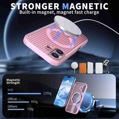 Чохол kalebol Honeycomb Cooling з MagSafe та підставкою на iPhone 17 - рожевий