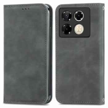 Чехол-книжка в стиле Retro мягкое покрытие Skin Feel деловой дизайн на Infinix Note 40 Pro  4G - серый