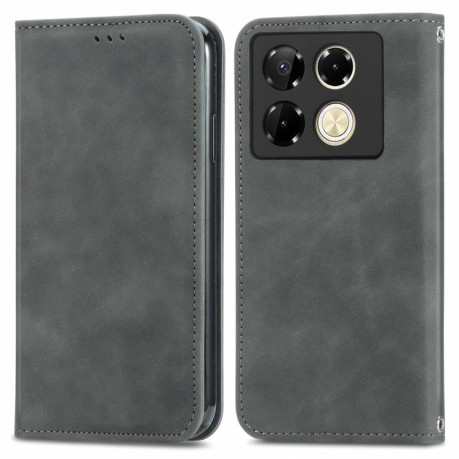 Чехол-книжка Retro Skin Feel Business Magnetic для Infinix Note 40 Pro  4G - серый