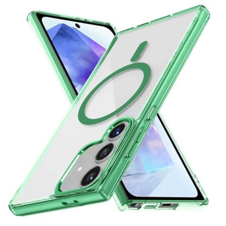 Противоударный чехол Ice Color Magnetic Series TPU Hybrid Acrylic Magsafe для Samsung Galaxy A55 5G - зеленый