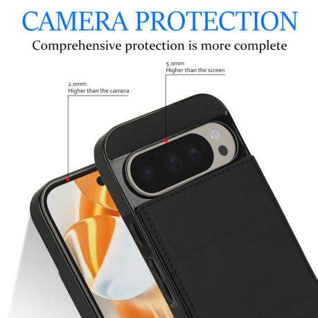 Протиударний чохол Tri-fold Holder Leather Phone Case with Card Slot для Google Pixel 9 / 9 Pro - чорний