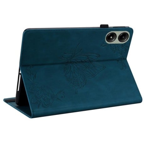 Чехол-книжка Butterfly Flower Embossed Leather на Xiaomi Redmi Pad 2 / Xiaomi Redmi Pad SE 11 2025 - синий