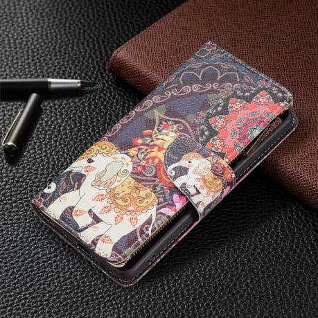 Чохол-гаманець Colored Drawing Pattern для Xiaomi Redmi Note 11 Pro 5G (China)/11 Pro+ - Flower Elephants