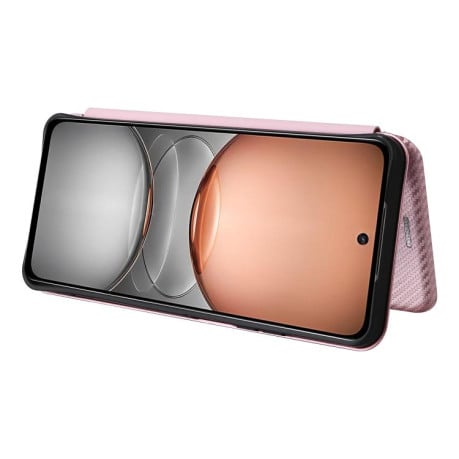 Чехол-книжка Carbon Fiber Texture на Realme C75 4G Global - розовый