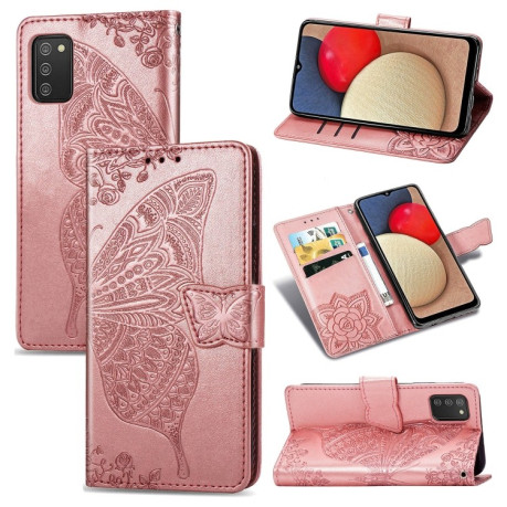 Чохол-книжка Butterfly Love Flowers Samsung Galaxy A03s - рожеве золото