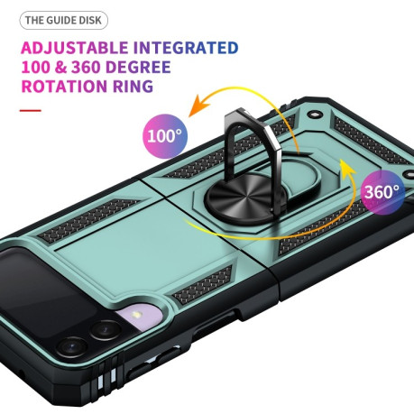 Противоударный чехол 360 Degree Rotating Holder на Samsung Galaxy Z Flip3 5G - зеленый