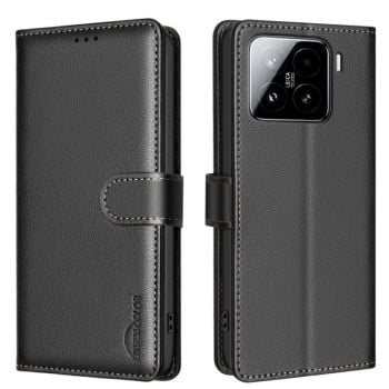 Чехол-книжка Litchi Texture RFID Anti-theft Leatherдля Xiaomi 15 Pro - черный