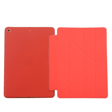 Чехол- книжка Solid Color Trid-fold  Deformation Stand на iPad 9/8/7 10.2 (2019/2020/2021) -красный