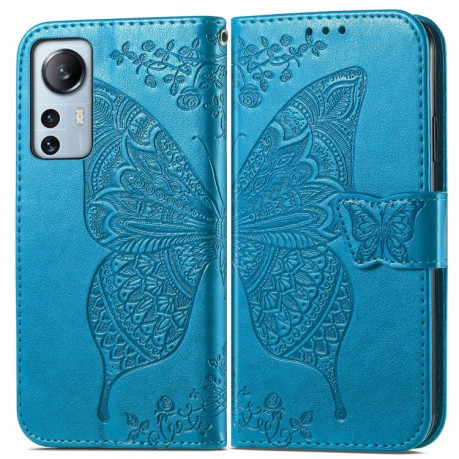 Чехол-книжка Butterfly Love Flower Embossed на Xiaomi 12 Lite - синий