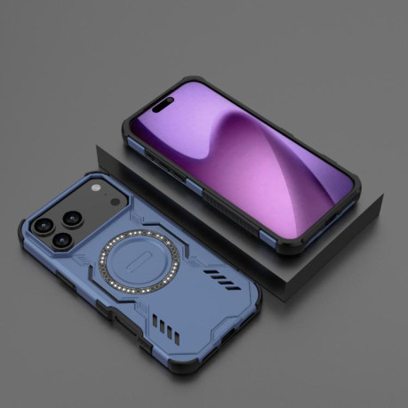 Противоударный чехол Butterfly Armor MagSafe Magnetic Ring Shockproo для iPhone 17 Pro Max - синий