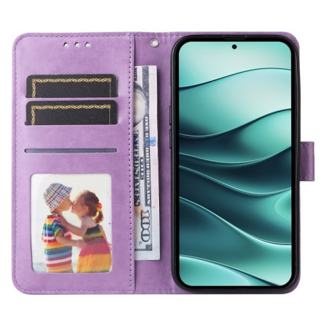 Чохол-книжка Embossed Sunflower для Xiaomi Redmi Note 14 5G - фіолетовий
