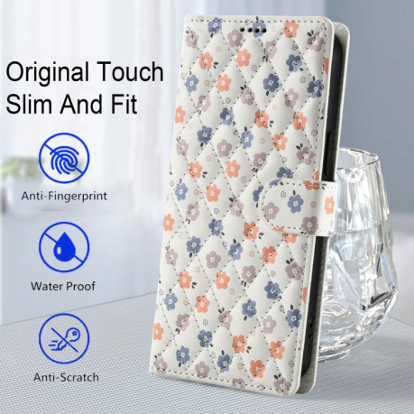 Чехол книжка Flower Pattern Buckle Leather with Lanyard с цветами и ремешком на Xiaomi Redmi Note 15 4G / 5G /Poco M8 164mm — синий с цветочный