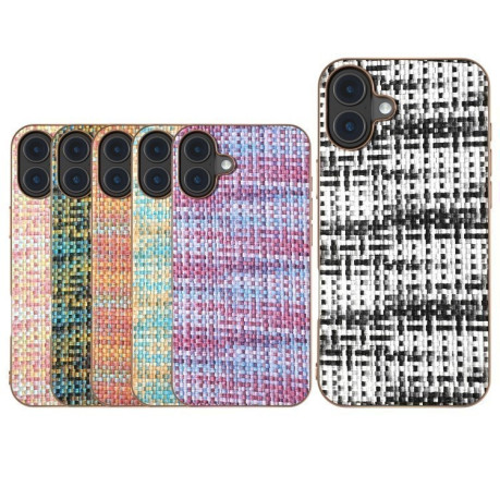 Чохол Electroplated Frame Color Lattice PU для iPhone 16 Plus - синій