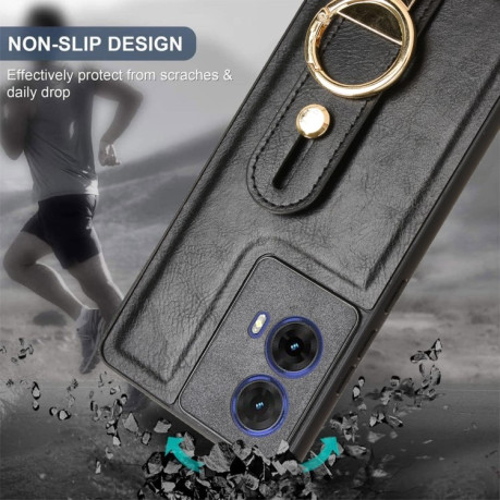 Протиударний чохол Wristband Leather Back для Motorola Moto G85 5G - чорний
