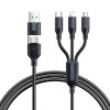 Зарядный кабель JOYROOM S-2T3018A15 Ice-Crystal Series 1.2m 3.5A USB+Type-C to 8 Pin+Type-C+Micro USB 3 in 2 Fast - черный