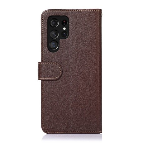 Чехол-книжка KHAZNEH Litchi Texture для Samsung Galaxy S23 ultra 5G - коричневый