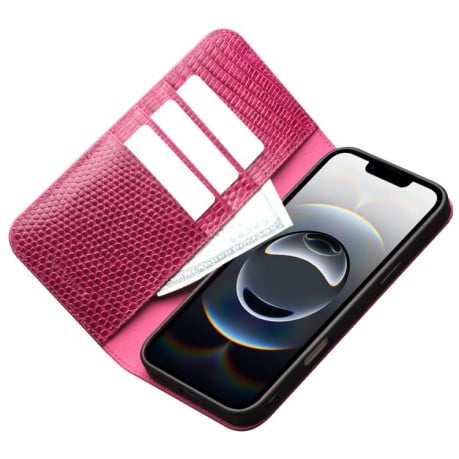 Кожаный чехол-книжка QIALINO Crocodile Texture на iPhone Air - пурпурно-красный