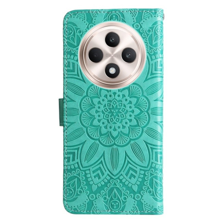 Чехол-книжка Embossed Sunflower для OPPO Reno12 F/12 FS- зеленый
