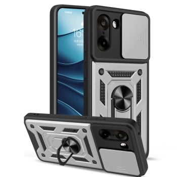 Чохол із шторкою на камеру Sliding Camshield та підставкою на OnePlus Ace 5 Racing / Nord CE5 4G - сріблястий