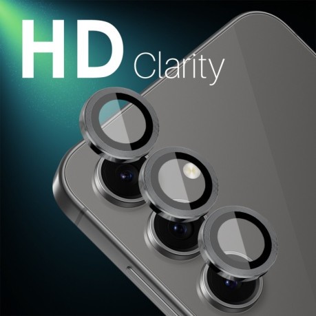 Защитное стекло NORTHJO Glitter Camera Lens Protector Tempered Glass Metal Ring на Samsung Galaxy S24 FE 5G - черное