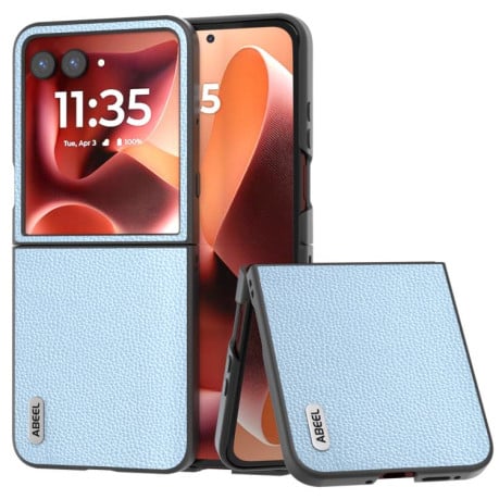 Чехол ABEEL Genuine Leather Luxury для Motorola Razr 60 Ultra - синій