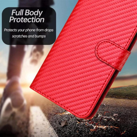 Чехол-книжка Carbon Fiber Texture на OnePlus 13T - красный