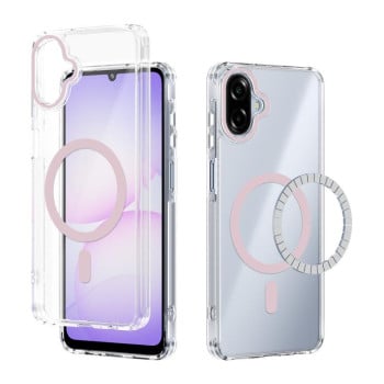 Прозрачный чехол ABEEL с магнитным кольцом MagSafe на Samsung Galaxy A07 4G — розовый