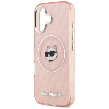 Оригинальный чехол Karl Lagerfeld IML Choupette Head Logo с MagSafe на iPhone 17 - Pink