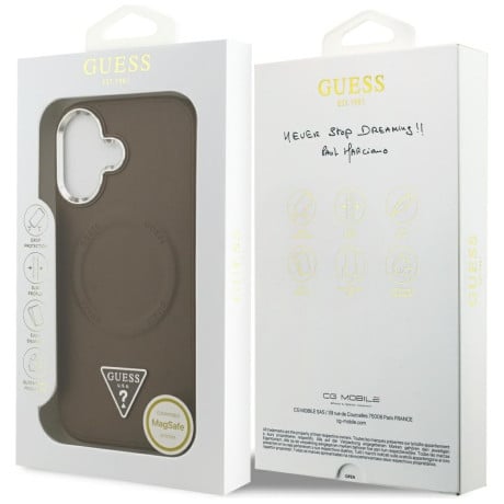 Оригинальный чехол Guess Triangle Logo с MagSafe на iPhone 17 - brown