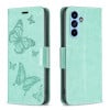 Чехол-книжка Butterflies Pattern для Samsung Galaxy A54 5G - зеленый