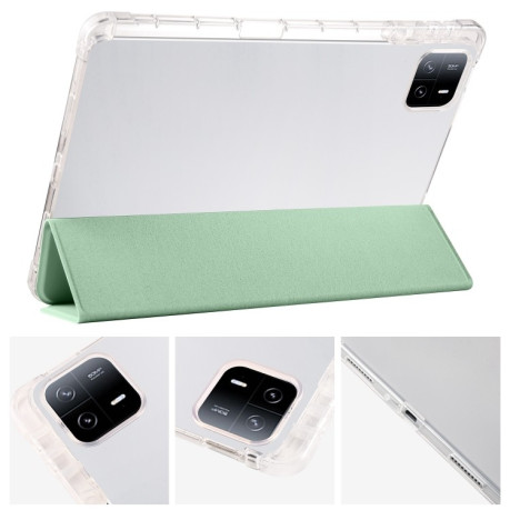 Чехол-книжка 3-fold Clear TPU Smart Leather для Xiaomi Pad 7 / 7 Pro - зеленый
