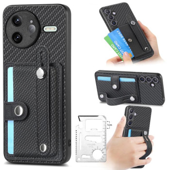 Противоударный чехол Wristband Kickstand Card для Redmi K80 Pro / Poco F7 Ultra - черный