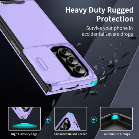 Противоударный чехол Sliding Camshield для Samsung Galaxy Fold 7 - фиолетовый