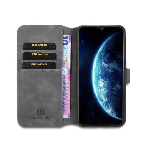 Кожаный чехол- книжка DG.MING Retro Oil Side на Samsung Galaxy M21/M30s- серый