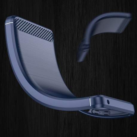 Противоударный чехол Brushed Texture Carbon Fiber на Vivo V23 5G - синий