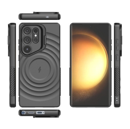 Чохол Lens Frame Bracket Corrugated MagSafe для Samsung Galaxy S25 Ultra 5G - чорний
