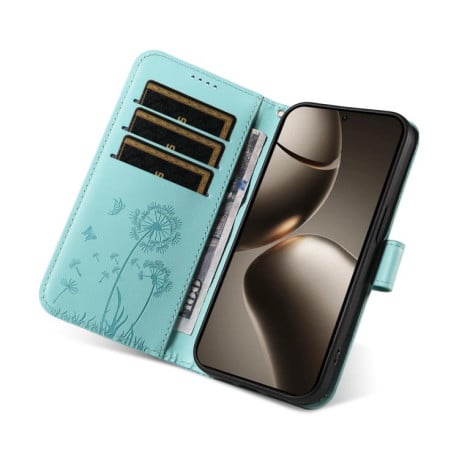 Чехол-книжка Dandelion Embossed Pattern Flip Leather на Xiaomi 15T Pro 5G - зеленый